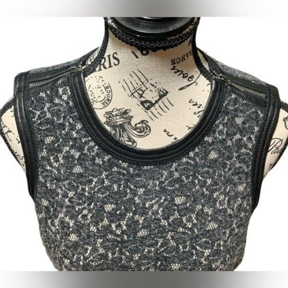 Rebecca Taylor Women's Sleeveless Wool Blend Lace Bonded Dress Grey/Black Size:2 - Picture 9 of 13